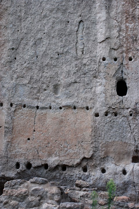 cliff wall with viga holes