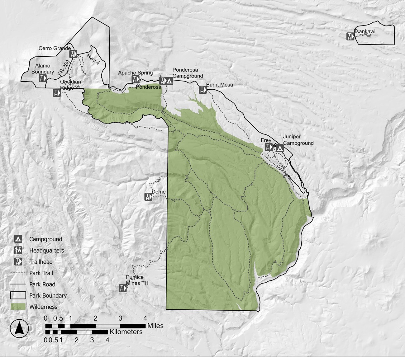 A map of Bandelier's wilderness.