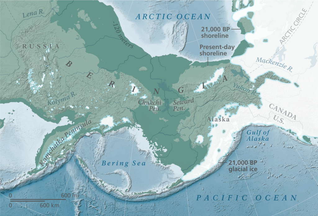 Map of Beringia during the last Ice Age.
