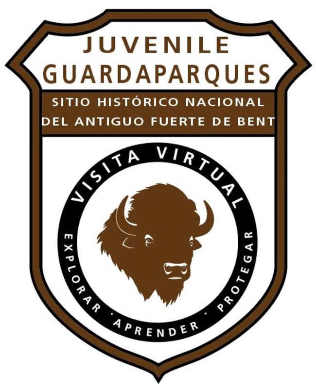 Una insignia de guardabosques junior del Servicio de Parques Nacionales con una cabeza de búfalo en el centro