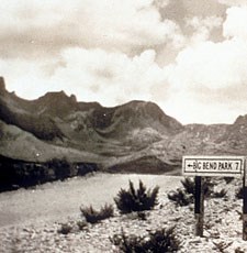 1930s road sign to the Big Bend park