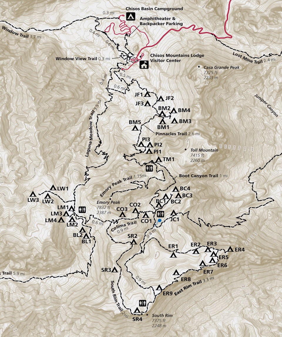 Chisos Mountain Trails Map