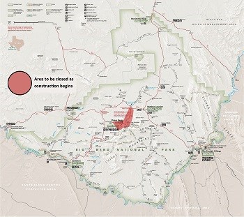 Area of the park that will be closed as construction begins in the Chisos Basin