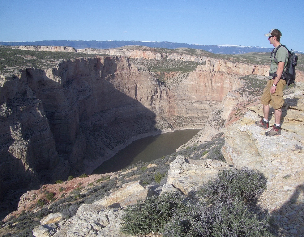 Juniper and Mountain Mahogany can be seen along the edge of the canyon.