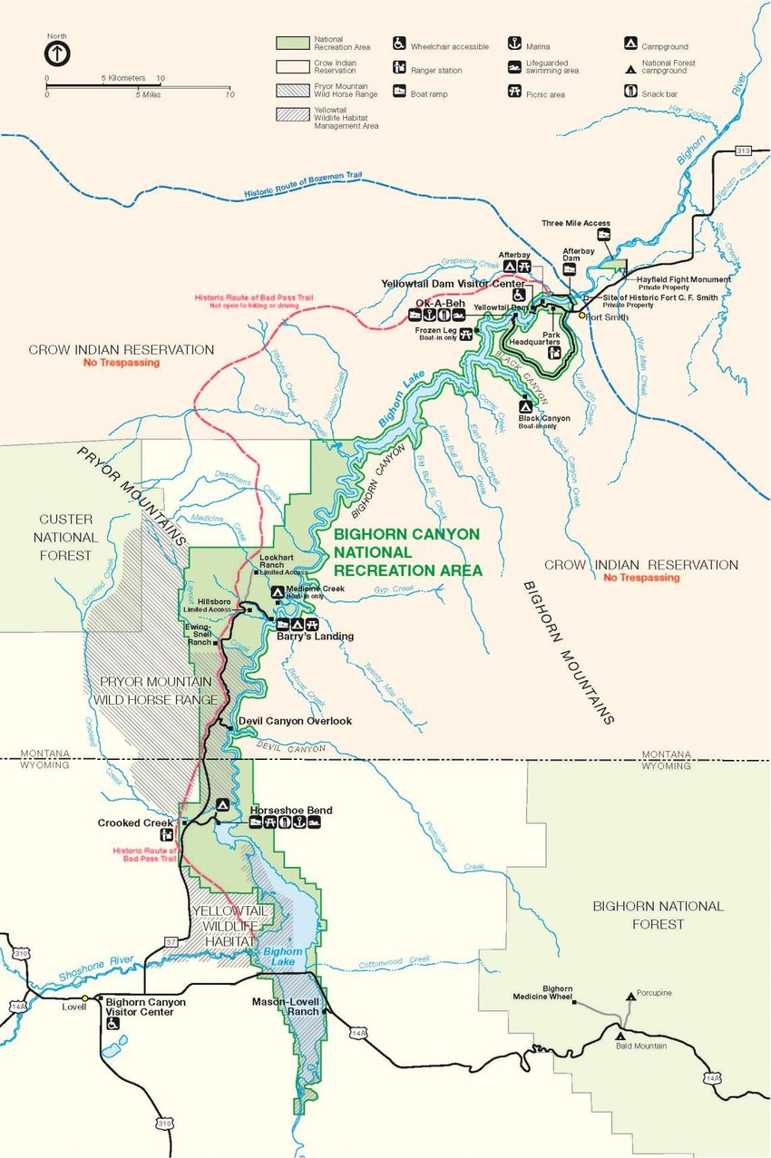 Map of Bighorn Canyon National Recreation Area