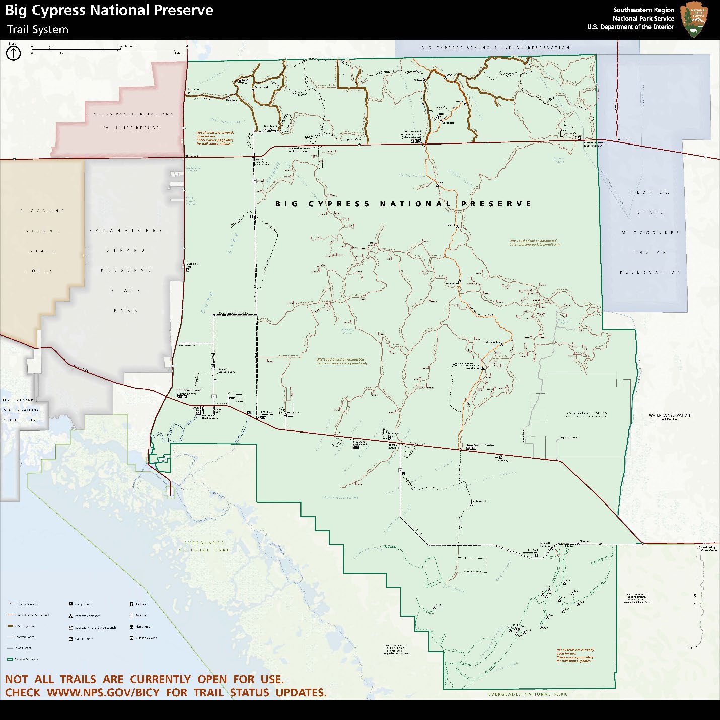 Map showing the trail system at a very broad level.