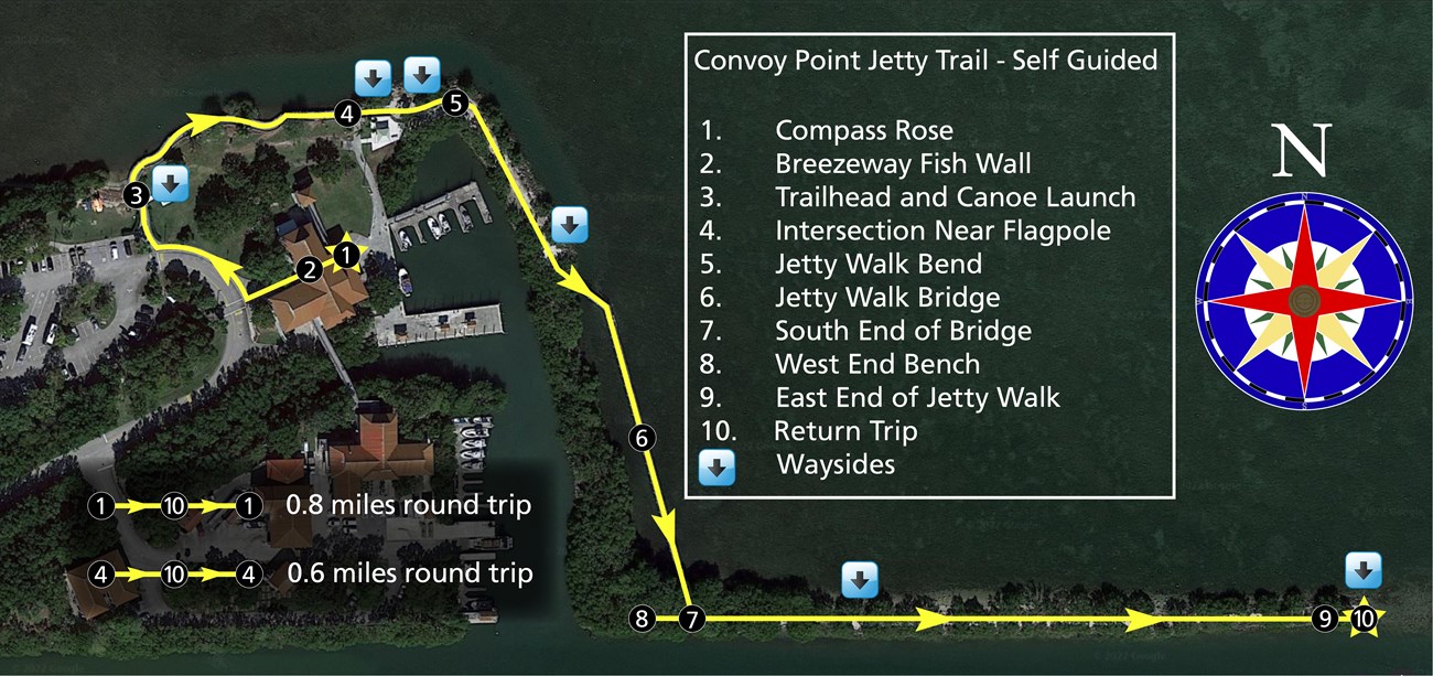 A map of Convoy Point detailing points of interest along a suggested nature walk.