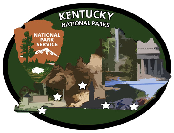 KY Pentathlon Patch with artwork of all five parks