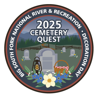 Illustration of a graveyard in a field next to the forest.