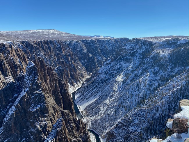 Snow covered canyon walls