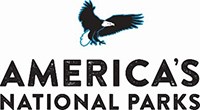 Company logo featuring sketch of bald eagle and lettering "America's National Parks"