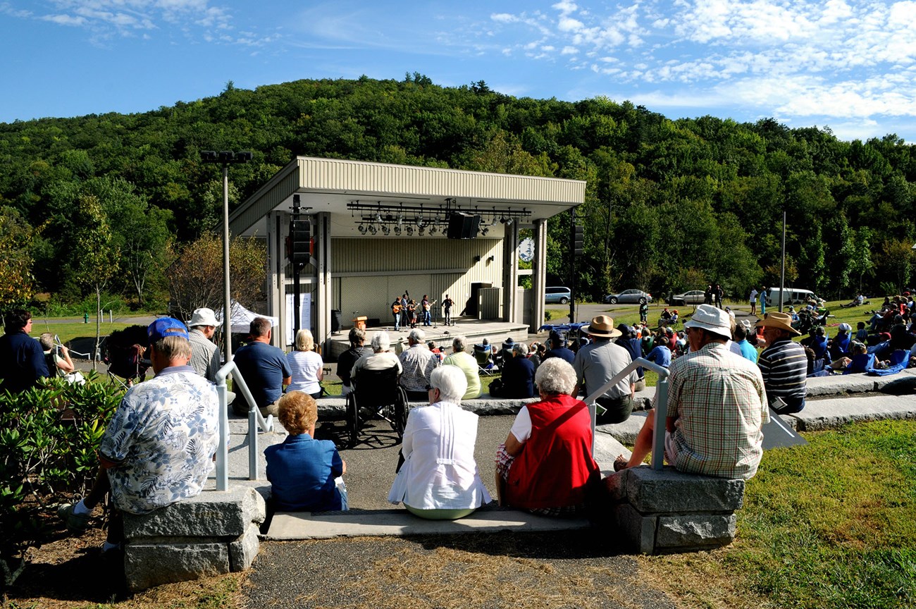 Outdoor concert at Blue Ridge Music Center amphitheater