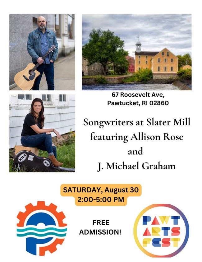 Flier with writing and photos of man in a jean jacket and woman seated