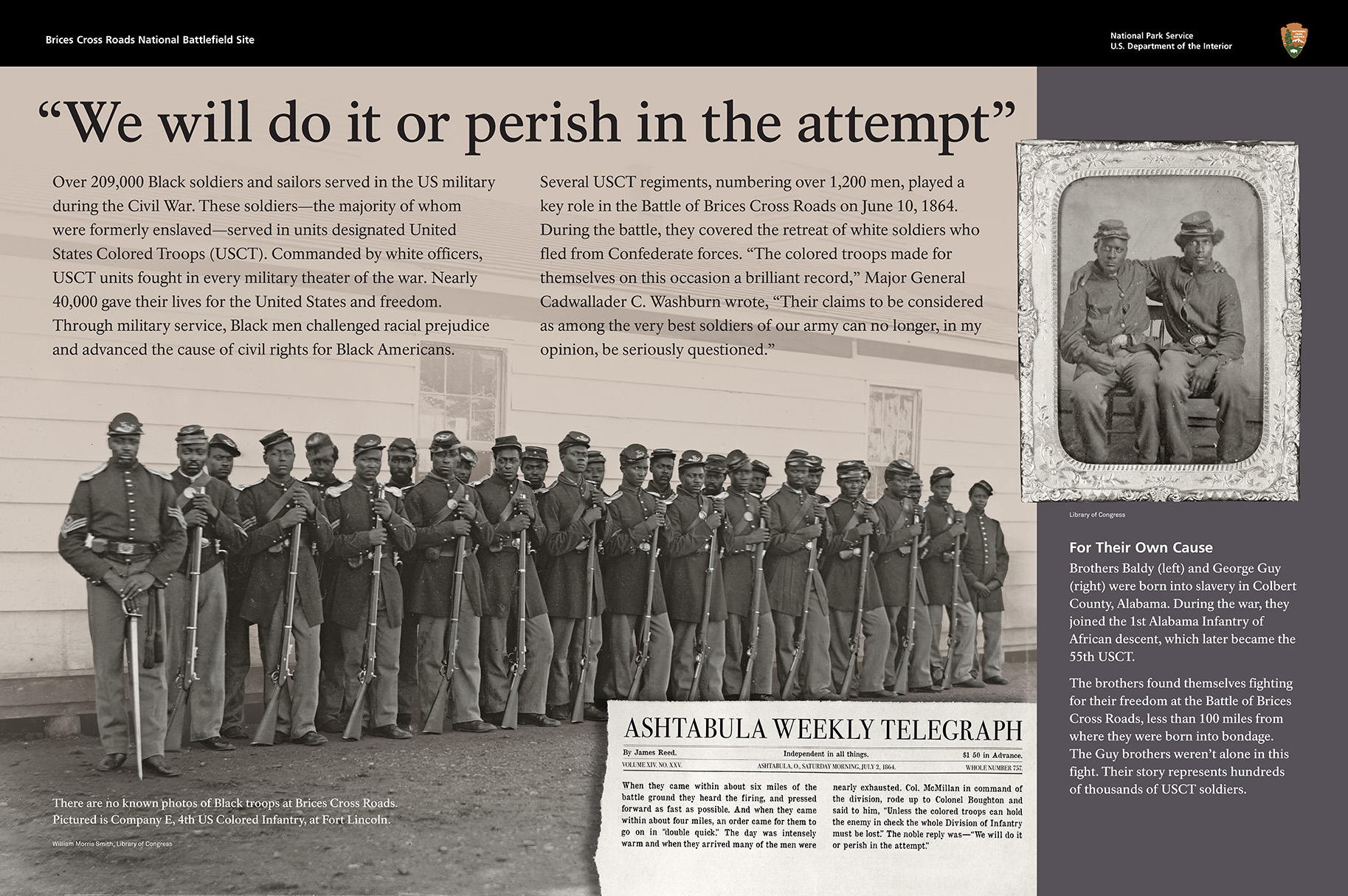 "We will do it or perish in the attempt" - A wayside for Brices Cross Roads National Battlefield Site.