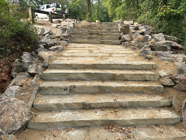 Stone stairs leading down a hill