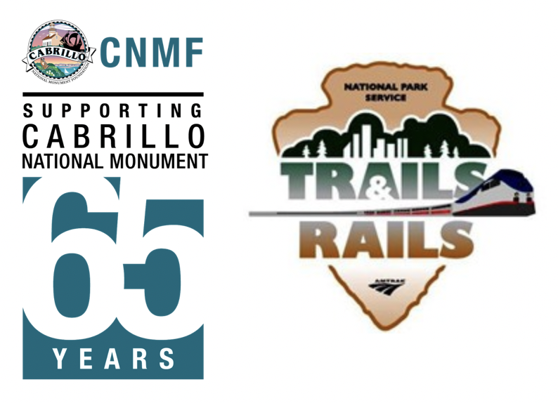 Cabrillo National Monument Foundation logo and the Trails and Rails logo