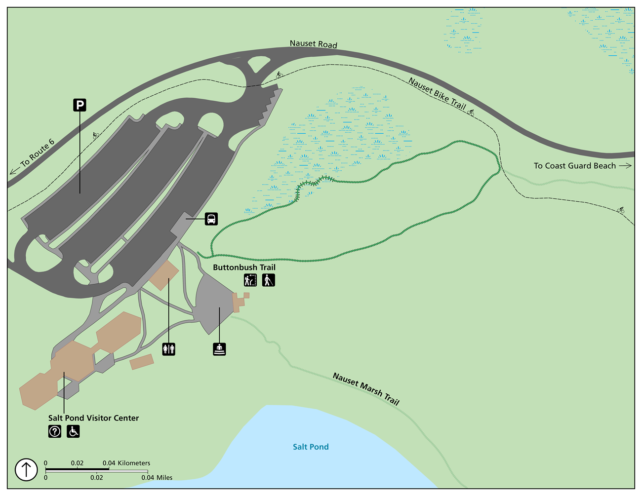 Green trail map with loop and trail features.