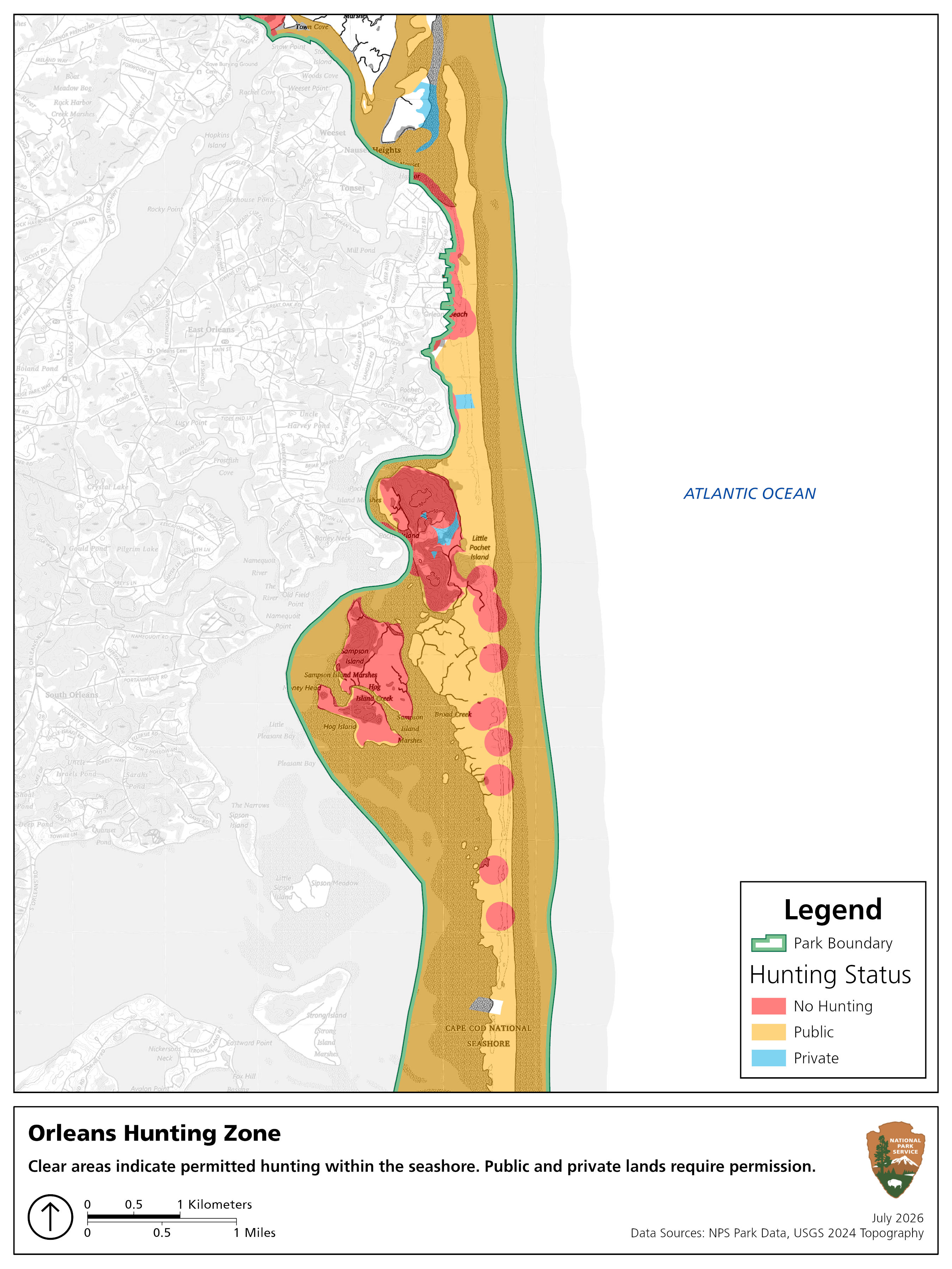 Map of Orleans area with highlighted hunting areas.