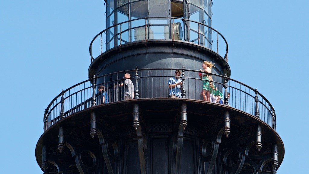 Visitors on the observation deck of the Cape Hatteras Lighthouse