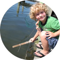Young visitor crabbing