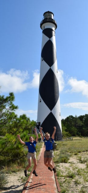 SCA Interns in front of the Cape Lookout Lighthouse.