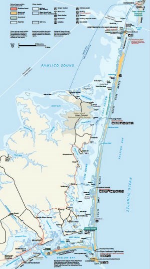 The official Cape Lookout National Seashore map.