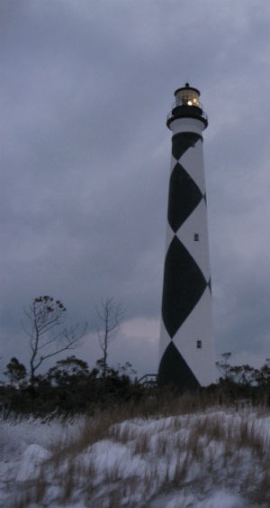 Snow at the Cape Lookout Lighthouse