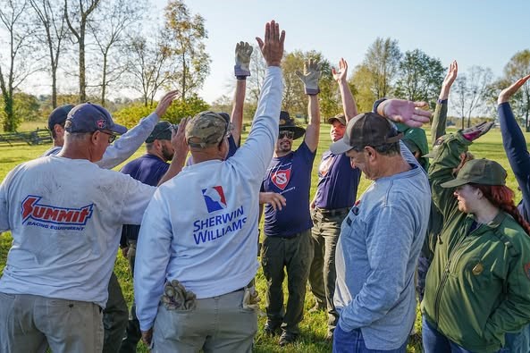 NPS staff and volunteers celebrate the completion of National Public Lands Day
