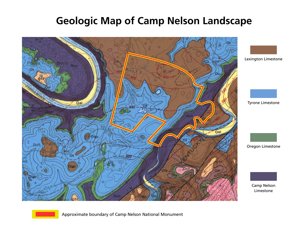Geologic landscape of Camp Nelson area.
