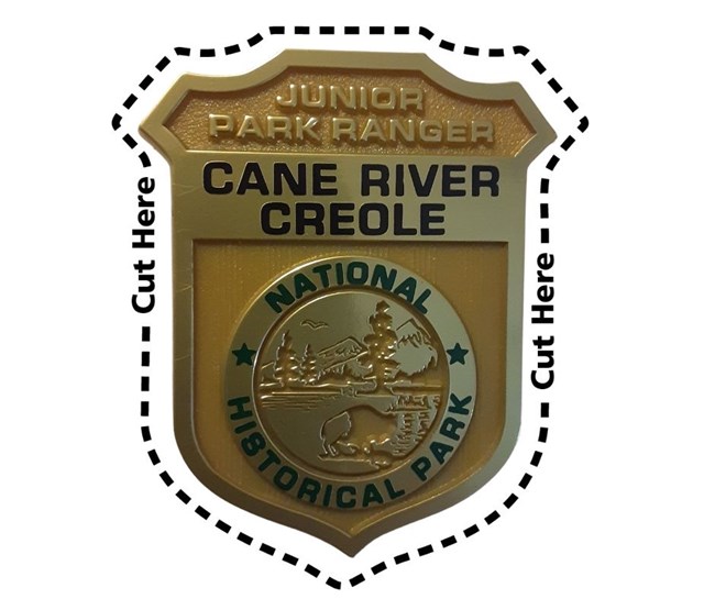 The park Junior Ranger badge with a dotted line for cutting out.