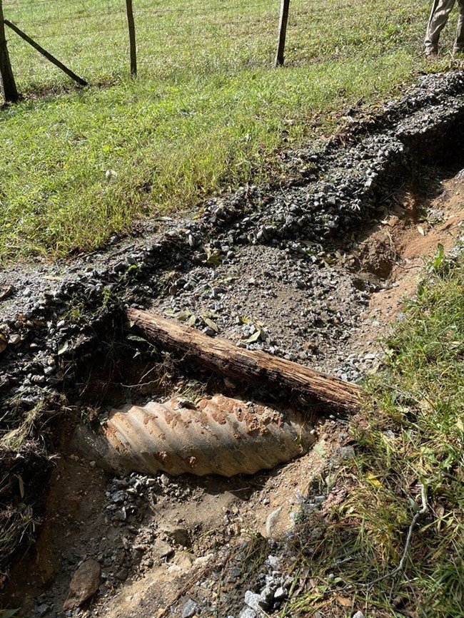 Washed out trail on hill