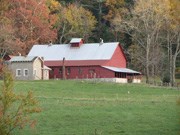 View of barn from pasture