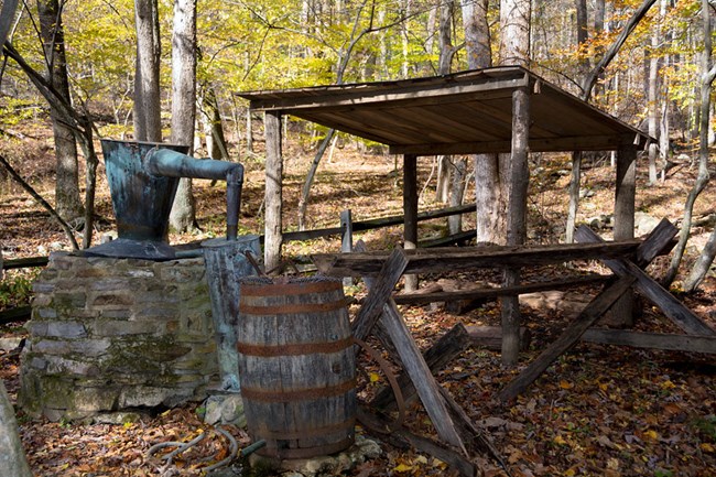 Wood Shelter at Whiskey Still Exhibit