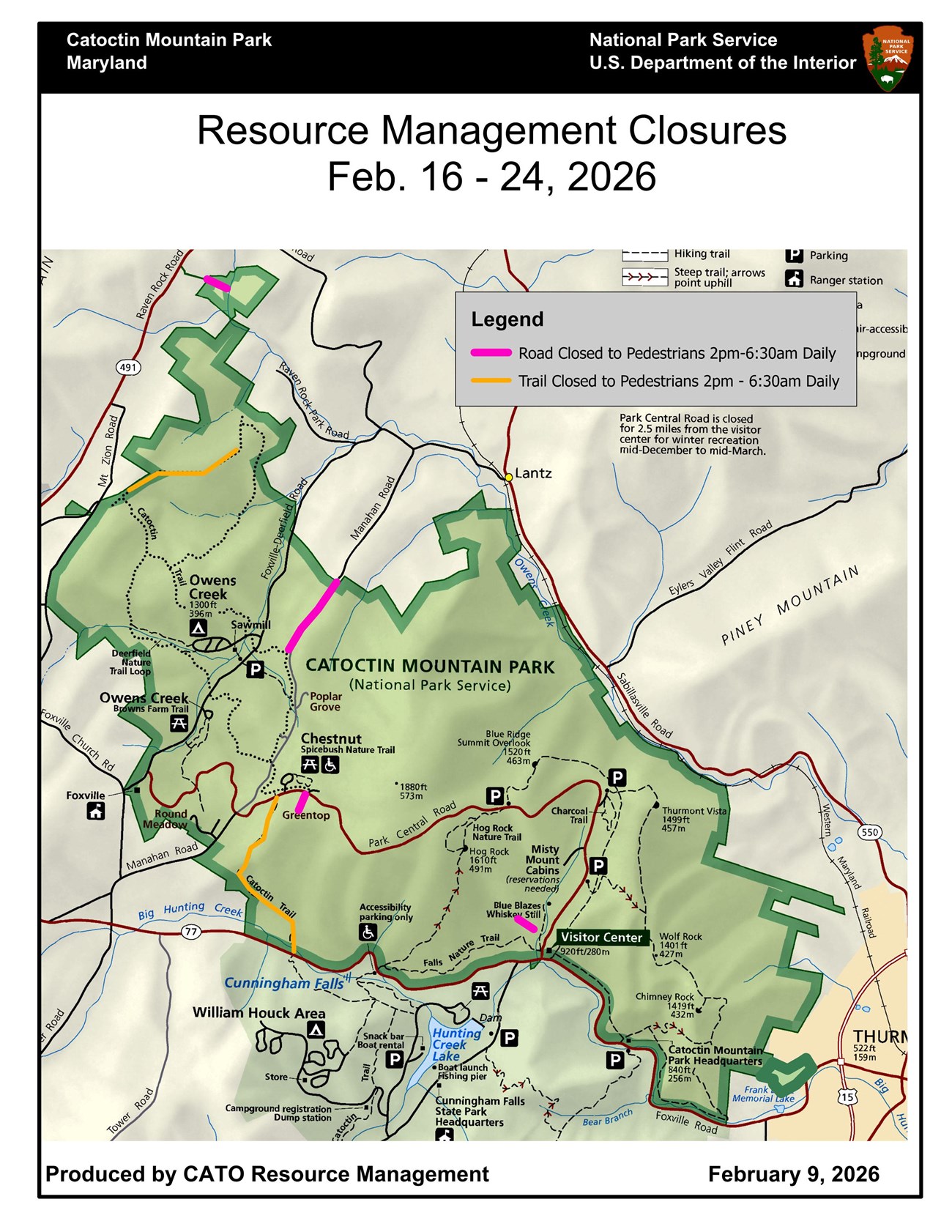 Deer Management Pedestrian Closure Map 2026