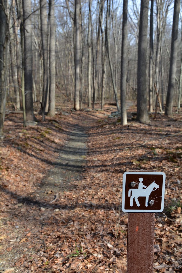 Image of Horse Trail and Sign Click to Visit Catoctin National Recreation Trail