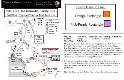Image of VC to Chimney Rock to Wolf Rock to Thurmont Vista Hiking Guide Click to Enlarge