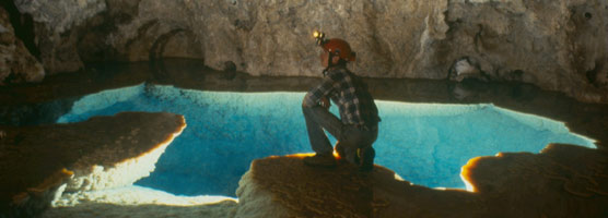 Lake Chandelier in Lechuguilla Cave in Carlsbad Caverns National Park. The cave is only open to limited research and exploration.