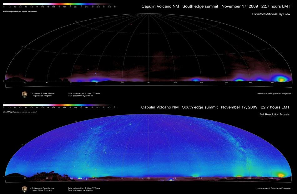 Map of light visible at night from Capulin Volcano