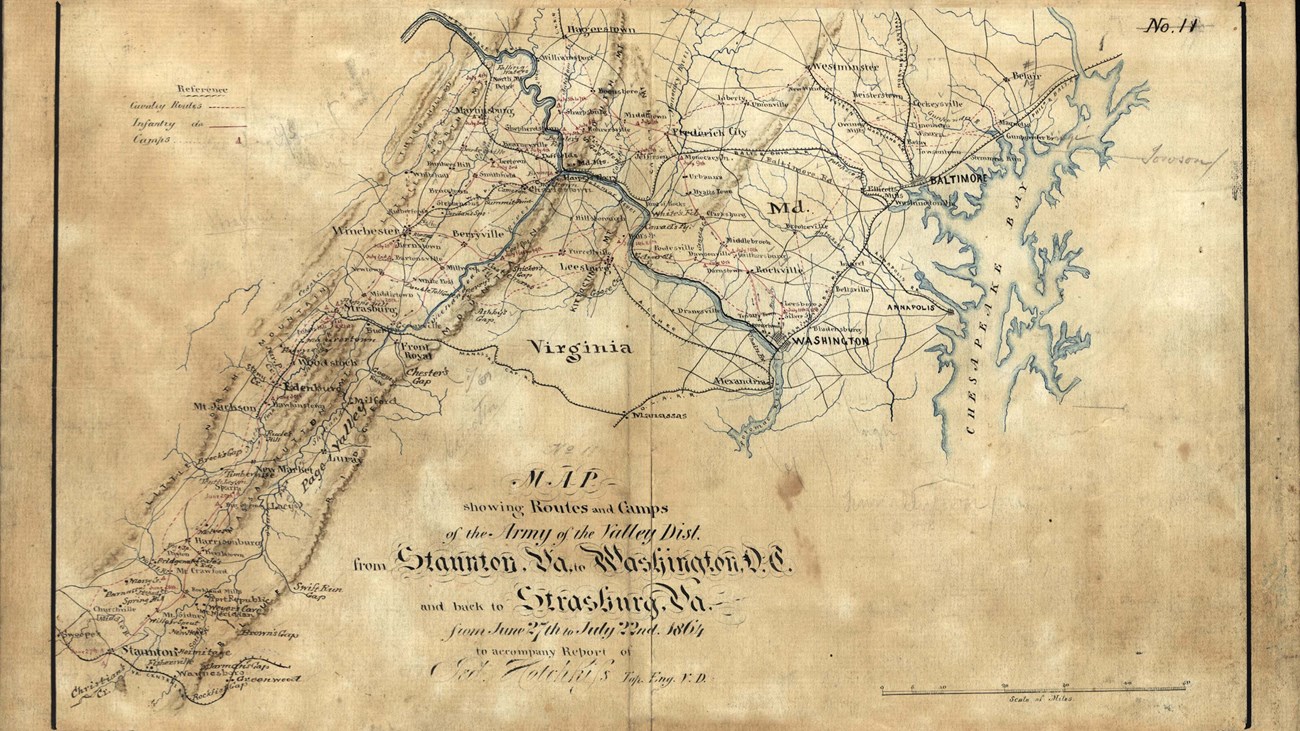 A hand-drawn Civil War military map depicts northern Virginia.