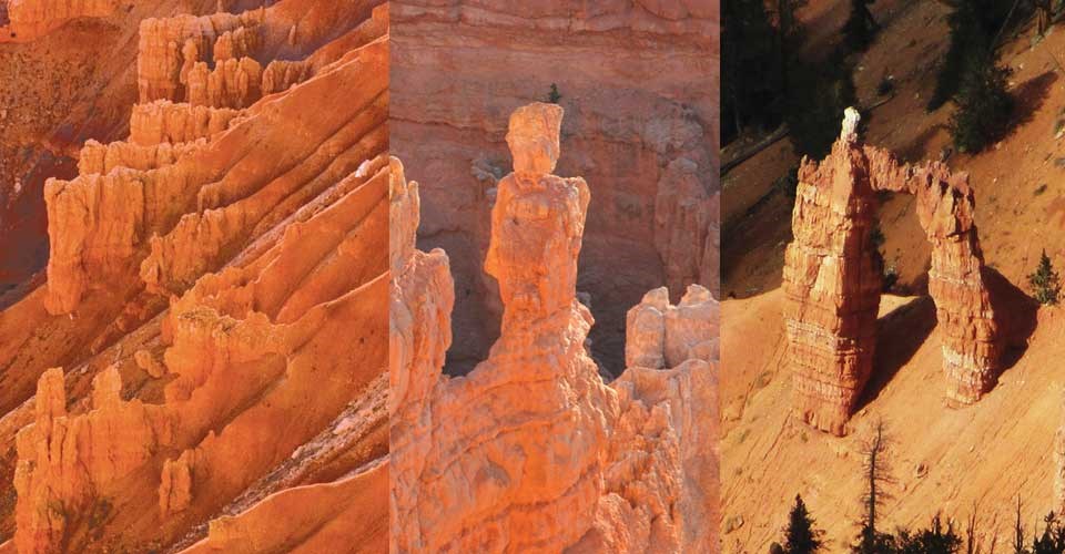 Photos of red rock Fin, hoodo and arch