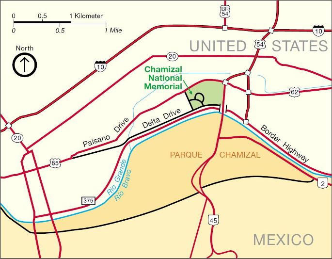 mapa que muestra calles principales del área