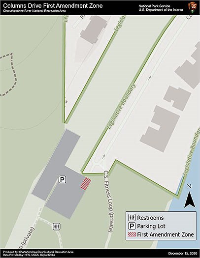 First Amendment Zone is the first two parking spaces on your left as you enter the parking lot.