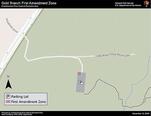 First Amendment Zone is the first four parking spaces to the right in the parking lot.