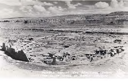 Old photo of the back side of Pueblo Bonito.