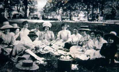 Ladies of the early 1900s enjoying a picnic