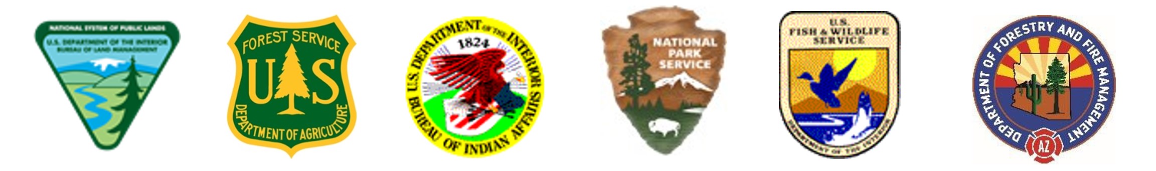 Symbols from Forest Service, Park Service, and Arizona agencies