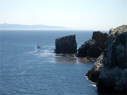 arch rock with boat, east end anacapa island