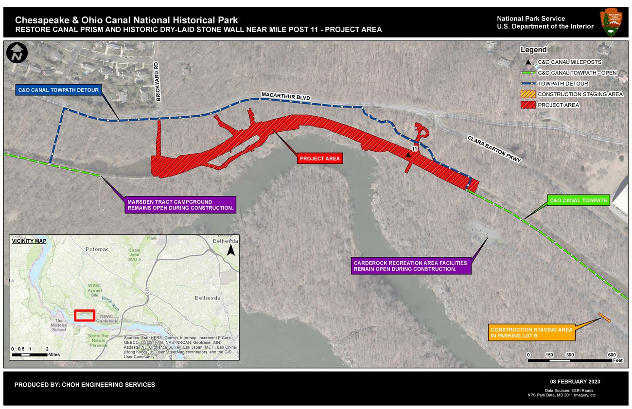 An aerial view map showing the project work area and future detour