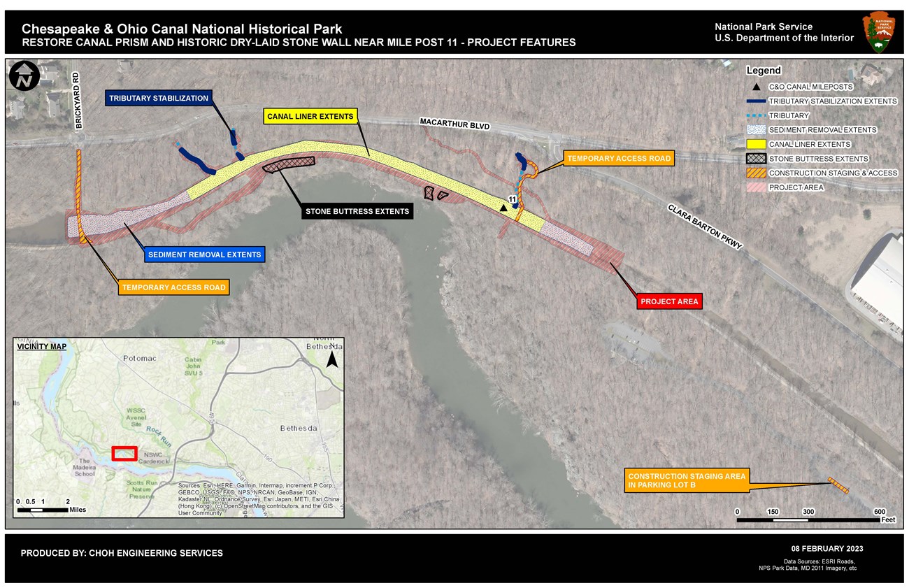 An aerial view map showing the project area and features