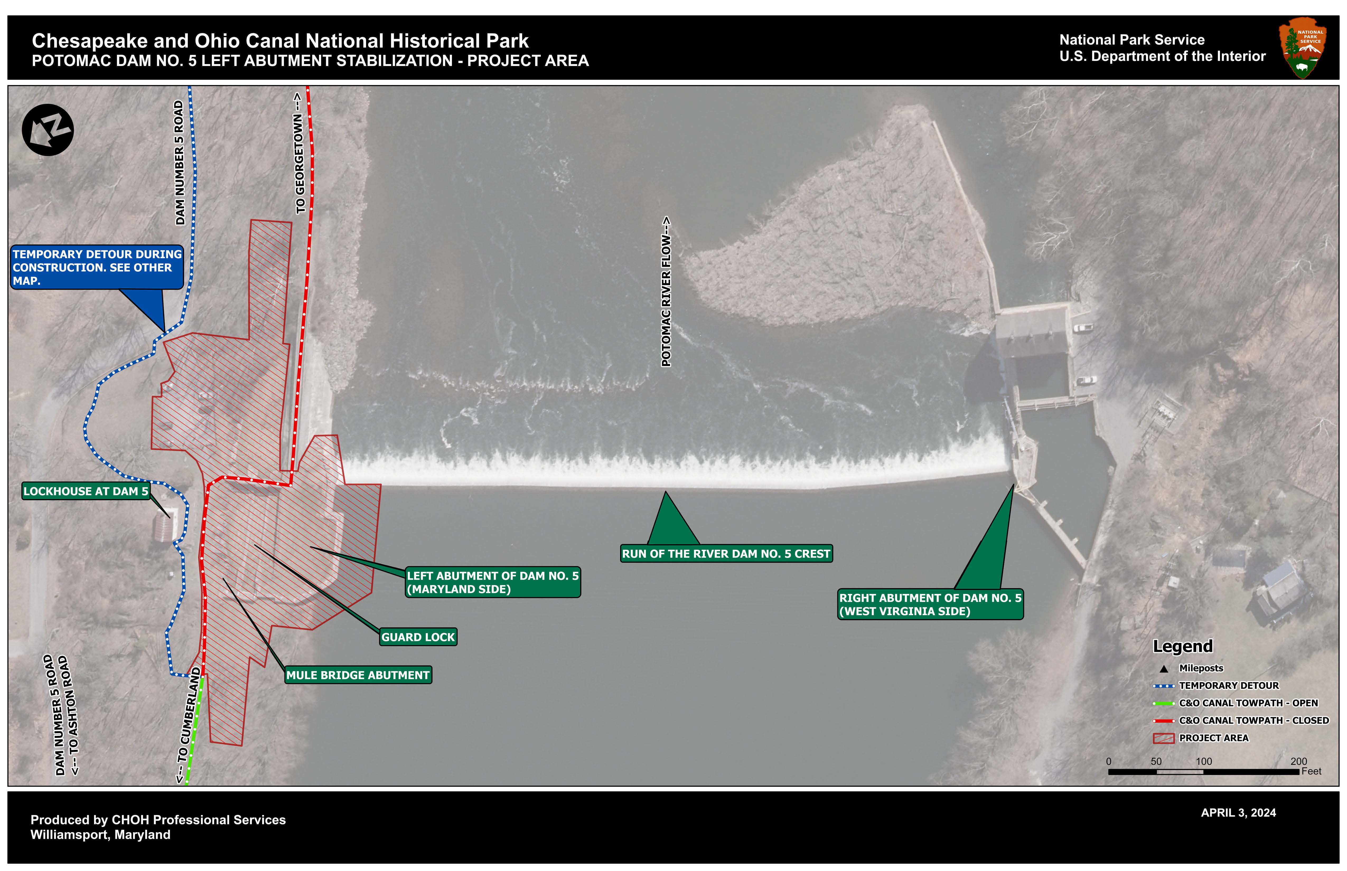 Potomac Dam No. 5 Left Abutment Project Area – Detail View